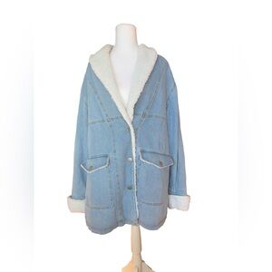 Vintage Anthony Richards Women’s M Sherpa Lined Chore Coat Mid Denim Jean Jacket